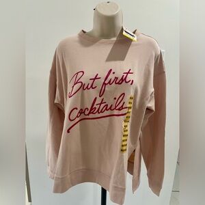 WildFox Women’s Sweater size medium Pink “ But First Cocktails”